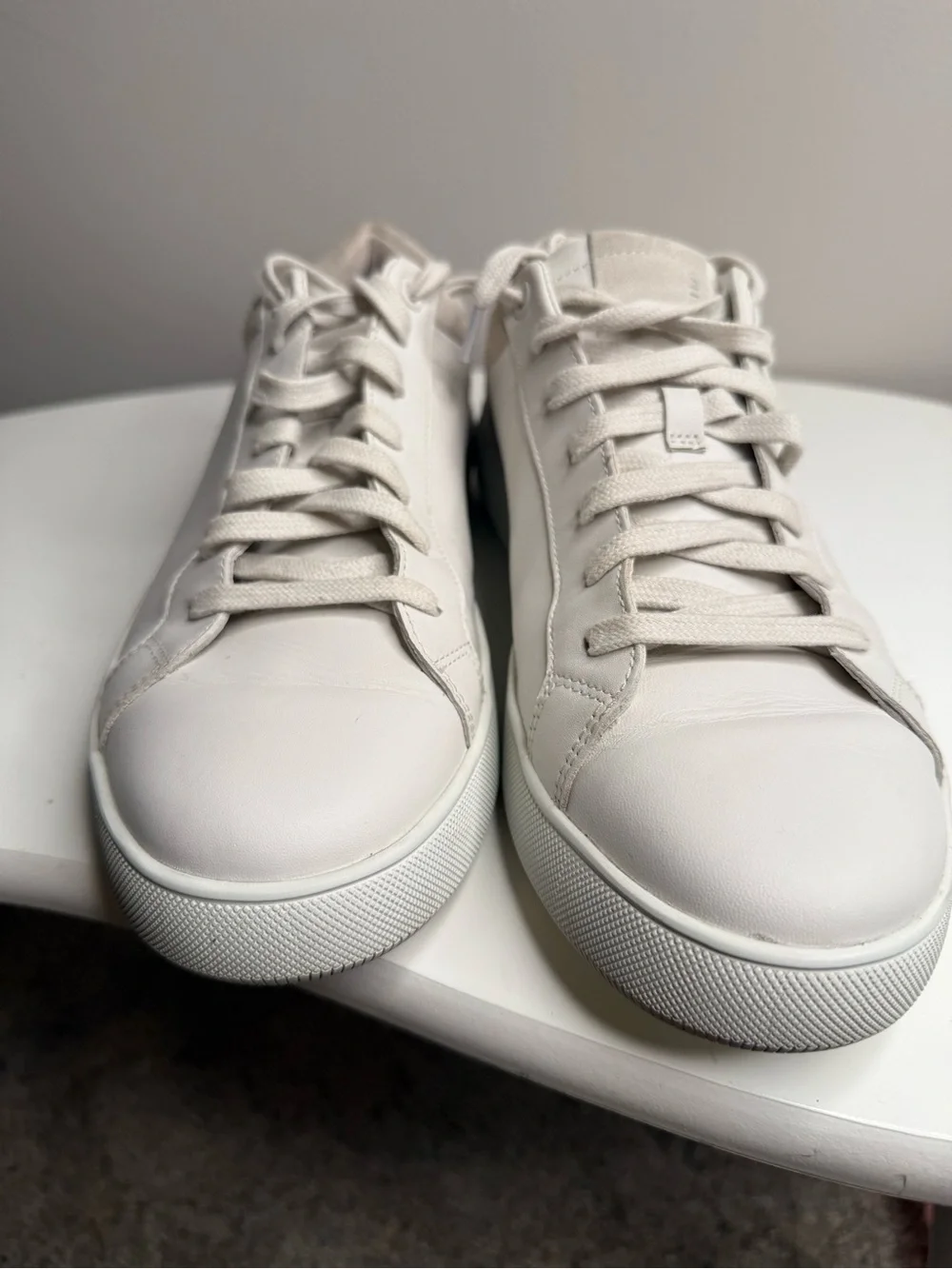 Vince White Leather Low-Top Sneakers